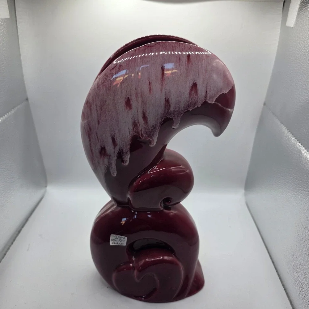 Vintage Royal Haeger 933 USA Oxblood Burgundy White Drip Glaze MCM Art Pottery